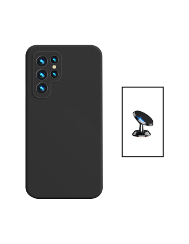 Kit Suporte Magnético de Carro + Capa Silicone Líquido Phonecare para Samsung Galaxy S24 Ultra 5G - Preto