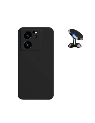 Kit Suporte Magnético de Carro + Capa Silicone Líquido Phonecare para Xiaomi 13T - Preto