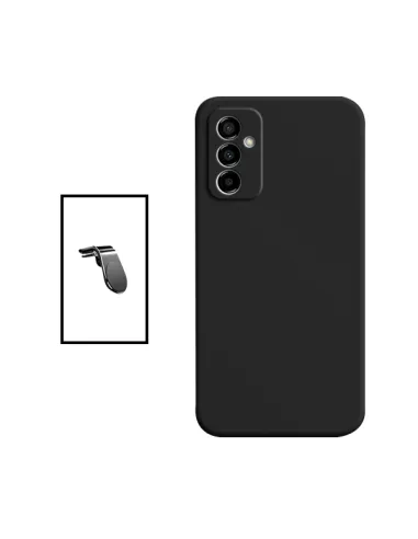 Kit Suporte Magnético L + Capa Silicone Líquido para Samsung Galaxy M13 - Preto