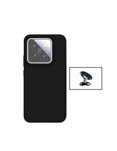 Kit Suporte Magnético de Carro + Capa Silicone Líquido Phonecare para Xiaomi 14 - Preto
