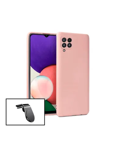 Kit Suporte Magnético L + Capa Silicone Líquido para Samsung Galaxy M22 - Rosa