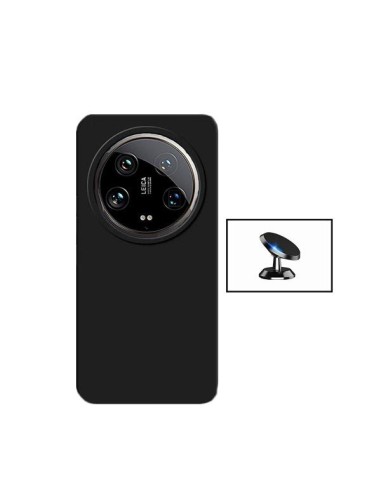 Kit Suporte Magnético de Carro + Capa Silicone Líquido Phonecare para Xiaomi 14 Ultra - Preto