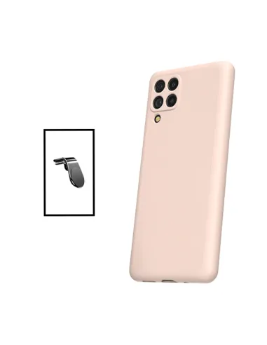 Kit Suporte Magnético L + Capa Silicone Líquido para Samsung Galaxy M33 5G - Rosa