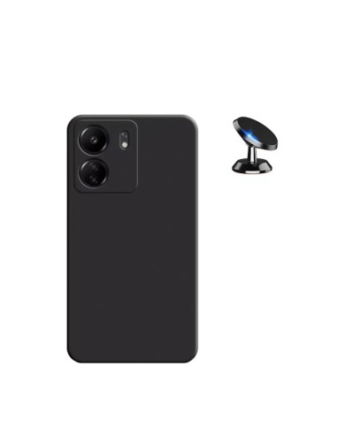 Kit Suporte Magnético de Carro + Capa Silicone Líquido Phonecare para Xiaomi Redmi 13C - Preto