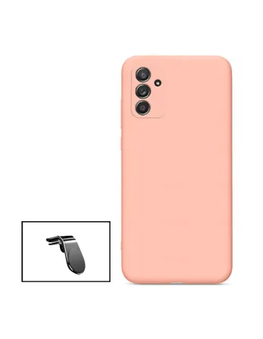 Kit Suporte Magnético L + Capa Silicone Líquido para Samsung Galaxy M52 5G - Rosa