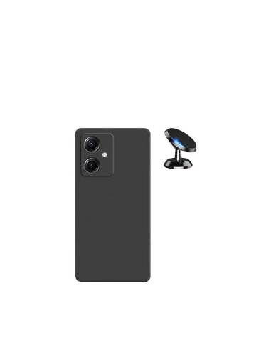 Kit Suporte Magnético de Carro + Capa Silicone Líquido Phonecare para Xiaomi Redmi 13C 5G - Preto