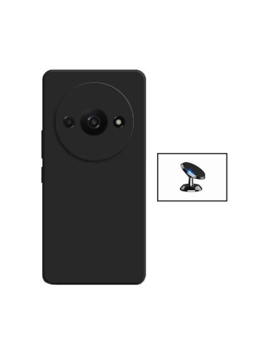 Kit Suporte Magnético de Carro + Capa Silicone Líquido Phonecare para Xiaomi Redmi A3 - Preto