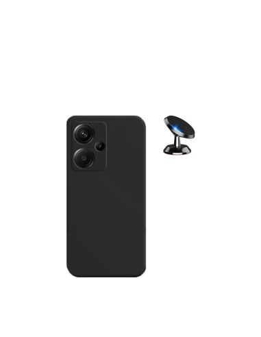 Kit Suporte Magnético de Carro + Capa Silicone Líquido Phonecare para Xiaomi Redmi Note 13 Pro+ Plus - Preto