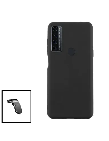 Kit Suporte Magnético L + Capa Silicone Líquido para TCL 20 SE - Preto