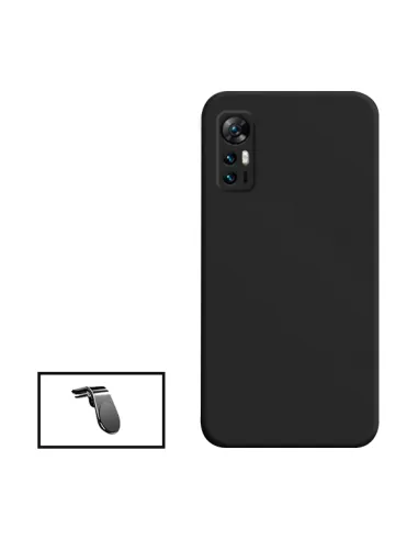 Kit Suporte Magnético L + Capa Silicone Líquido para TCL 30 - Preto