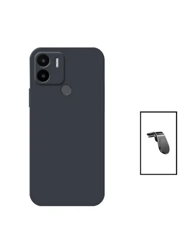 Kit Suporte Magnético L + Capa Silicone Líquido para Xiaomi Poco C50 - Preto