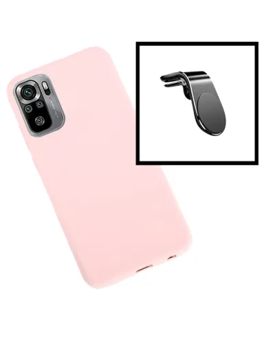 Kit Suporte Magnético L + Capa Silicone Líquido para Xiaomi Poco M3 Pro - Rosa