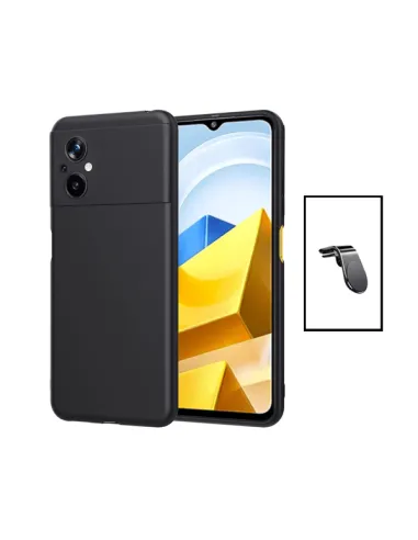 Kit Suporte Magnético L + Capa Silicone Líquido para Xiaomi Poco M5 - Preto