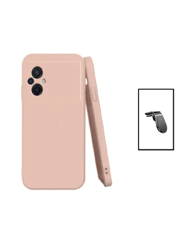 Kit Suporte Magnético L + Capa Silicone Líquido para Xiaomi Poco M5 - Rosa