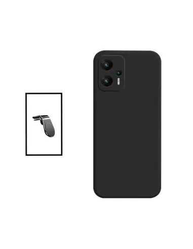 Kit Suporte Magnético L + Capa Silicone Líquido para Xiaomi Poco X4 GT - Preto