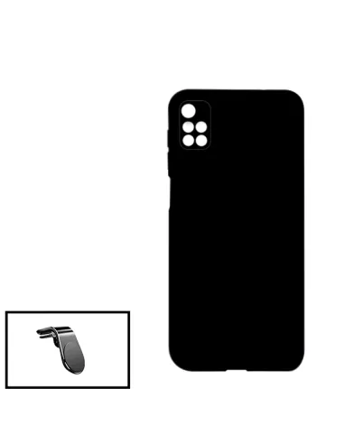 Kit Suporte Magnético L + Capa Silicone Líquido para Xiaomi Redmi 10 2022 - Preto