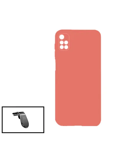 Kit Suporte Magnético L + Capa Silicone Líquido para Xiaomi Redmi 10 2022 - Rosa