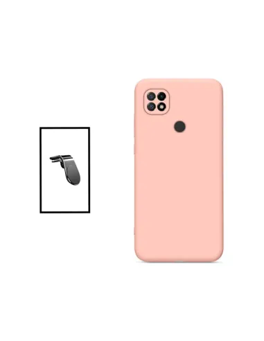 Kit Suporte Magnético L + Capa Silicone Líquido para Xiaomi Redmi 10 Power - Rosa