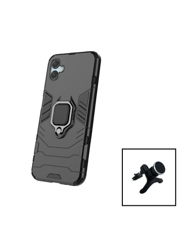 Kit Suporte Magnético de Carro Reforçado + Capa 3X1 Military Defender para Samsung Galaxy A04e - Preto