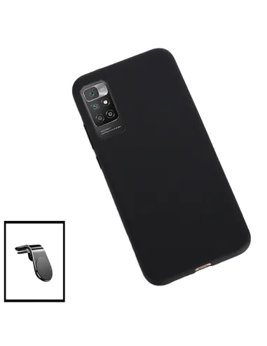 Kit Suporte Magnético L + Capa Silicone Líquido para Xiaomi Redmi 10 Prime 2022 - Preto