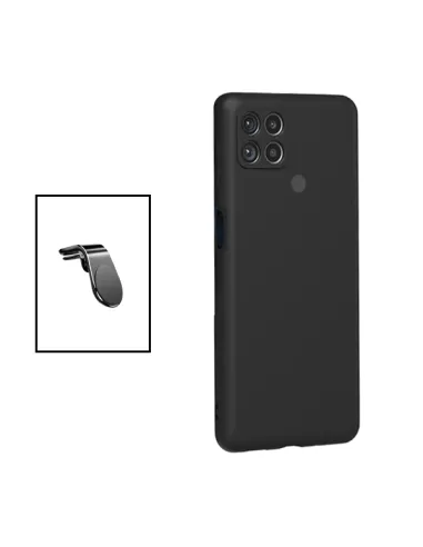 Kit Suporte Magnético L + Capa Silicone Líquido para Xiaomi Redmi 9C - Preto