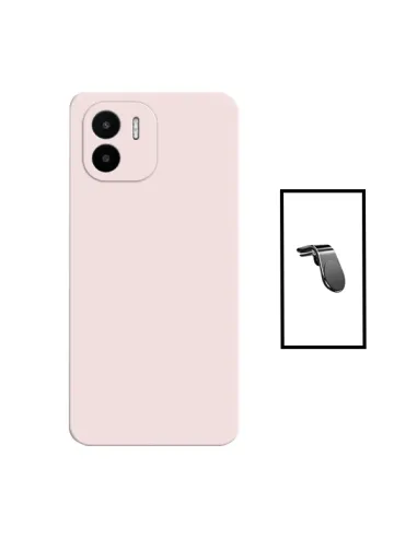 Kit Suporte Magnético L + Capa Silicone Líquido para Xiaomi Redmi A2 - Rosa