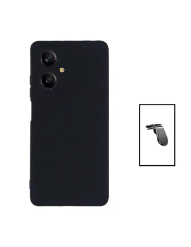 Kit Suporte Magnético L + Capa Silicone Líquido para Xiaomi Redmi Note 12 - Preto