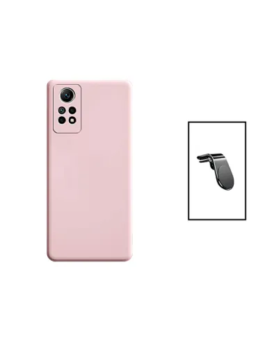 Kit Suporte Magnético L + Capa Silicone Líquido para Xiaomi Redmi Note 12 Pro 4G - Rosa