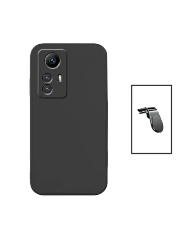 Kit Suporte Magnético L + Capa Silicone Líquido para Xiaomi Redmi Note 12S - Preto