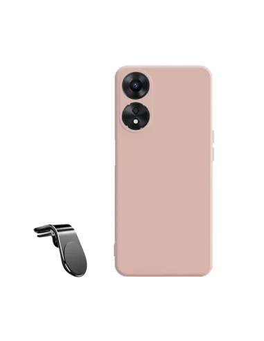 Kit Suporte Magnético L + Capa Silicone Líquido  para Oppo A58 4G - Rosa