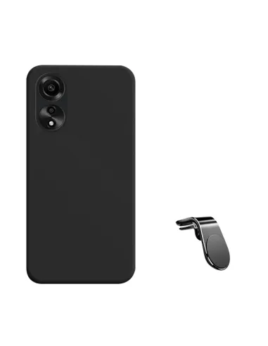 Kit Suporte Magnético L + Capa Silicone Líquido  para Oppo A78 4G - Preto