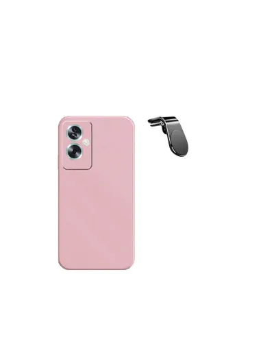 Kit Suporte Magnético L + Capa Silicone Líquido  para Oppo A79 5G - Rosa