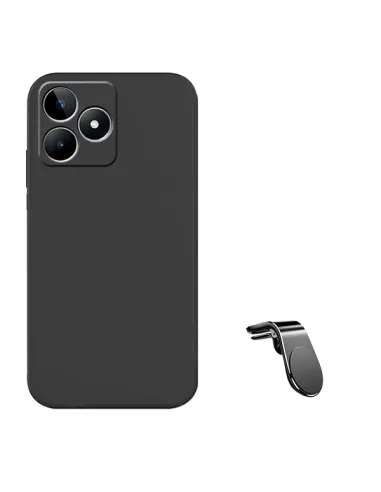 Kit Suporte Magnético L + Capa Silicone Líquido  para Realme C51 - Preto