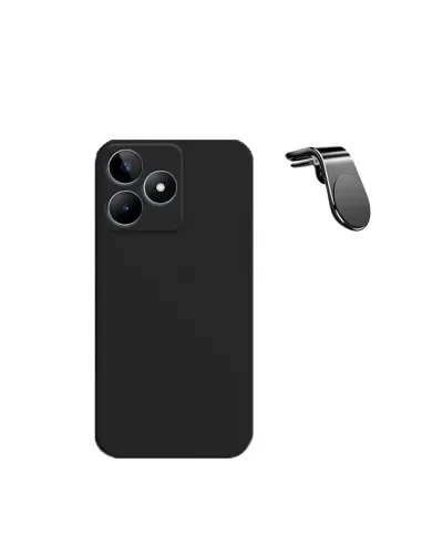 Kit Suporte Magnético L + Capa Silicone Líquido  para Realme C53 - Preto