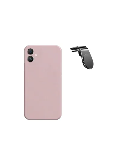 Kit Suporte Magnético L + Capa Silicone Líquido  para Samsung Galaxy A05 - Rosa