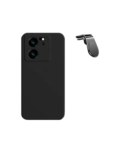 Kit Suporte Magnético L + Capa Silicone Líquido  para Xiaomi 13T - Preto