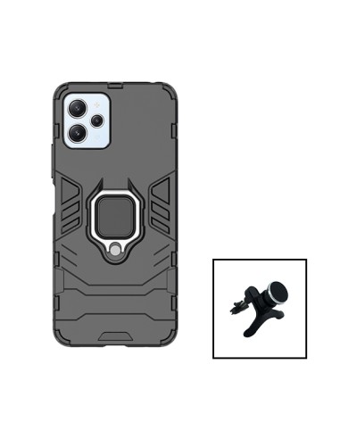 Kit Suporte Magnético de Carro Reforçado + Capa 3X1 Military Defender para Xiaomi Redmi 12 5G - Preto