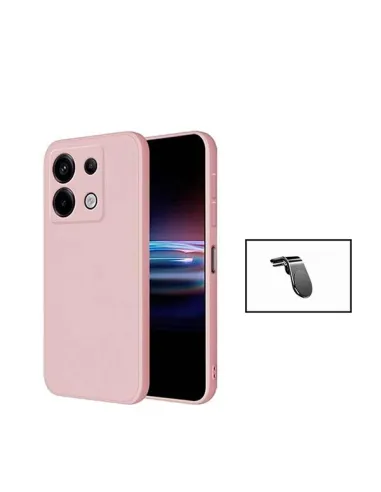 Kit Suporte Magnético L + Capa Silicone Líquido  para Xiaomi Poco X6 5G - Rosa