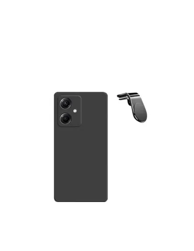 Kit Suporte Magnético L + Capa Silicone Líquido  para Xiaomi Redmi 13C 5G - Preto