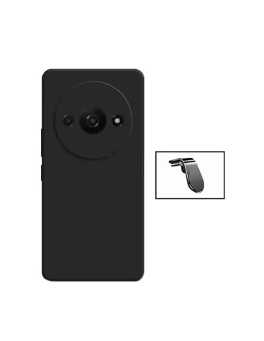 Kit Suporte Magnético L + Capa Silicone Líquido  para Xiaomi Redmi A3 - Preto