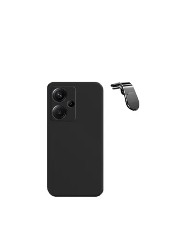 Kit Suporte Magnético L + Capa Silicone Líquido  para Xiaomi Redmi Note 13 Pro+ - Preto