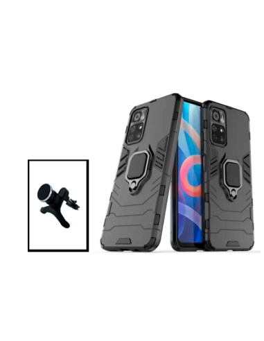 Kit Suporte Magnético de Carro Reforçado + Capa 3X1 Military Defender para Xiaomi Redmi Note 11S 5G - Preto