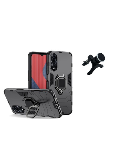 Kit Suporte Magnético de Carro Reforçado + Capa 3X1 Military Defender Phonecare para Oppo A58 4G - Preto
