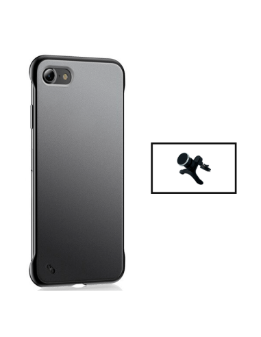 Kit Suporte Magnético de Carro Reforçado + Capa Invisible Bumper para Apple iPhone SE 2022 - Transparente/Preto