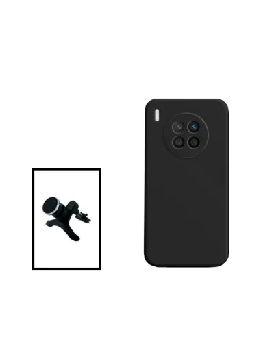 Kit Suporte Magnético Reforçado + Capa Silicone Líquido para Honor 50 Lite - Preto