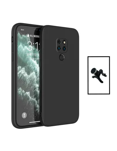 Kit Suporte Magnético Reforçado + Capa Silicone Líquido para Huawei Mate 20X 5G - Preto