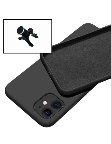 Kit Suporte Magnético Reforçado + Capa Silicone Líquido para iPhone 12