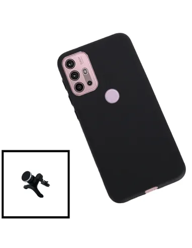 Kit Suporte Magnético Reforçado + Capa Silicone Líquido para Motorola Moto G30