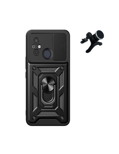 Kit Suporte Magnético de Carro Reforçado + Capa Magnetic Military Defender Slide Window Anti-Impacto Phonecare para Xiaomi Poco 