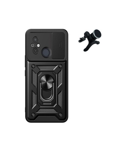 Kit Suporte Magnético de Carro Reforçado + Capa Magnetic Military Defender Slide Window Anti-Impacto Phonecare para Xiaomi Redmi